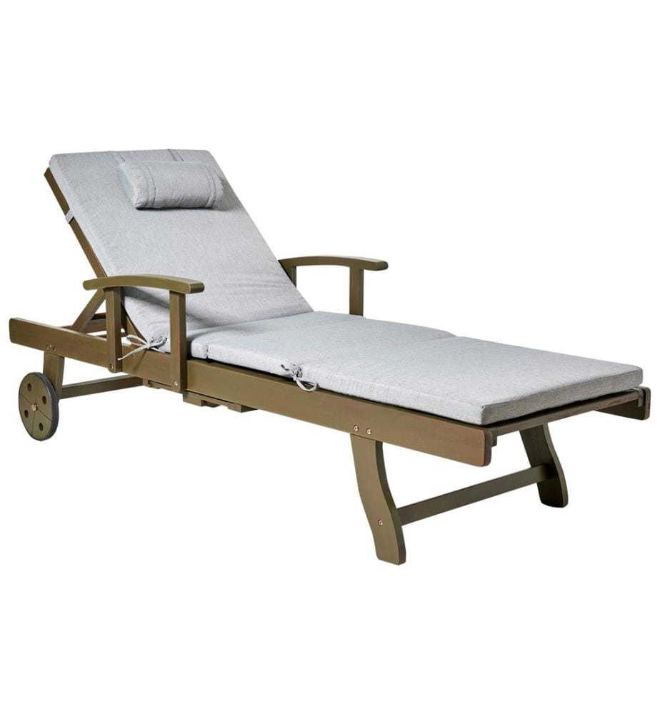 Sonnenliege mit Kissen AMANTEA PREMIUM II Akazienholz Grau meliert