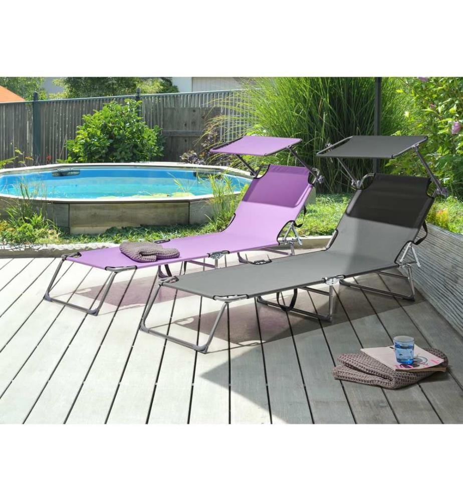 Sonnenliege FOLIGNO mit Relaxfunktion Metall Grau