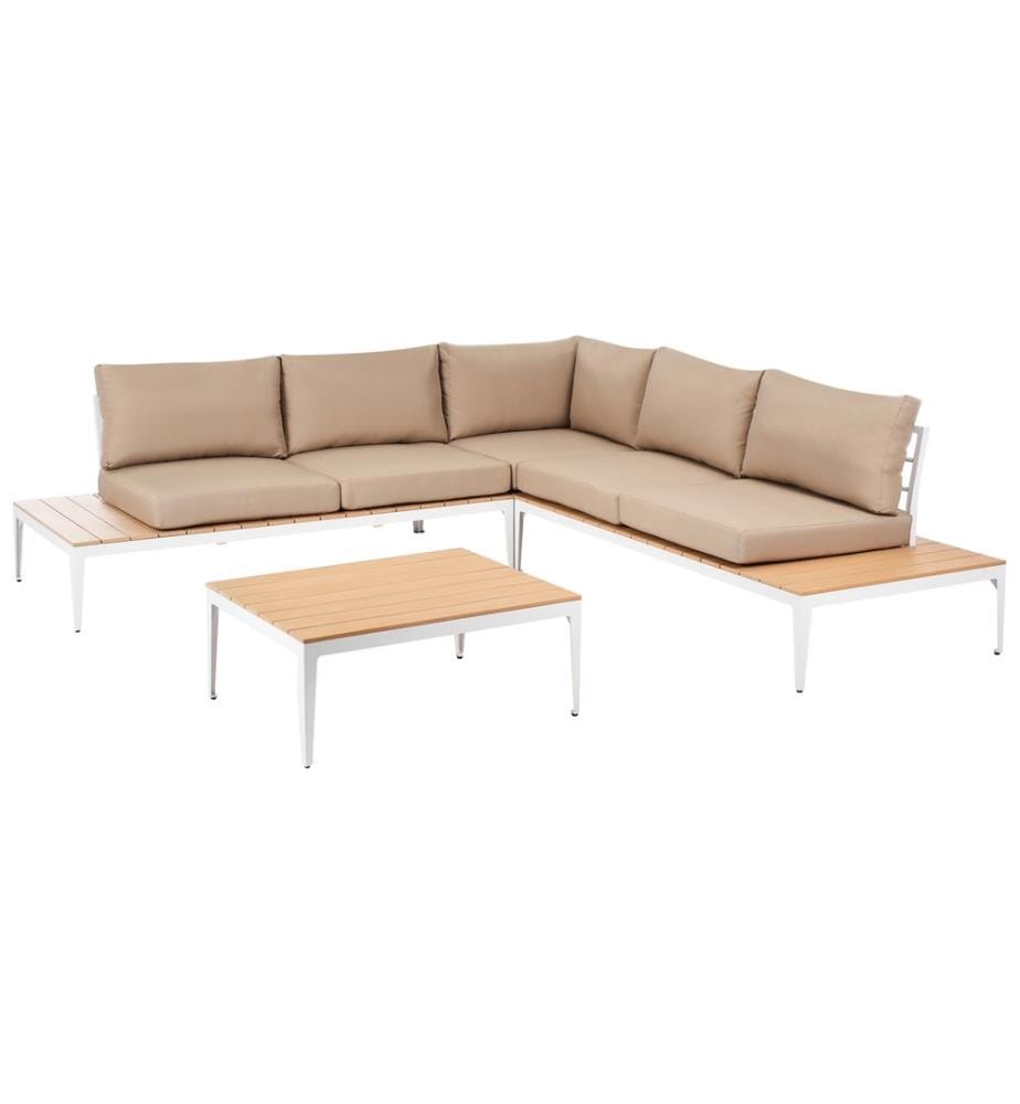 Garten Ecksofa mit Tisch 5-Sitzer POSITANO Hellbraun