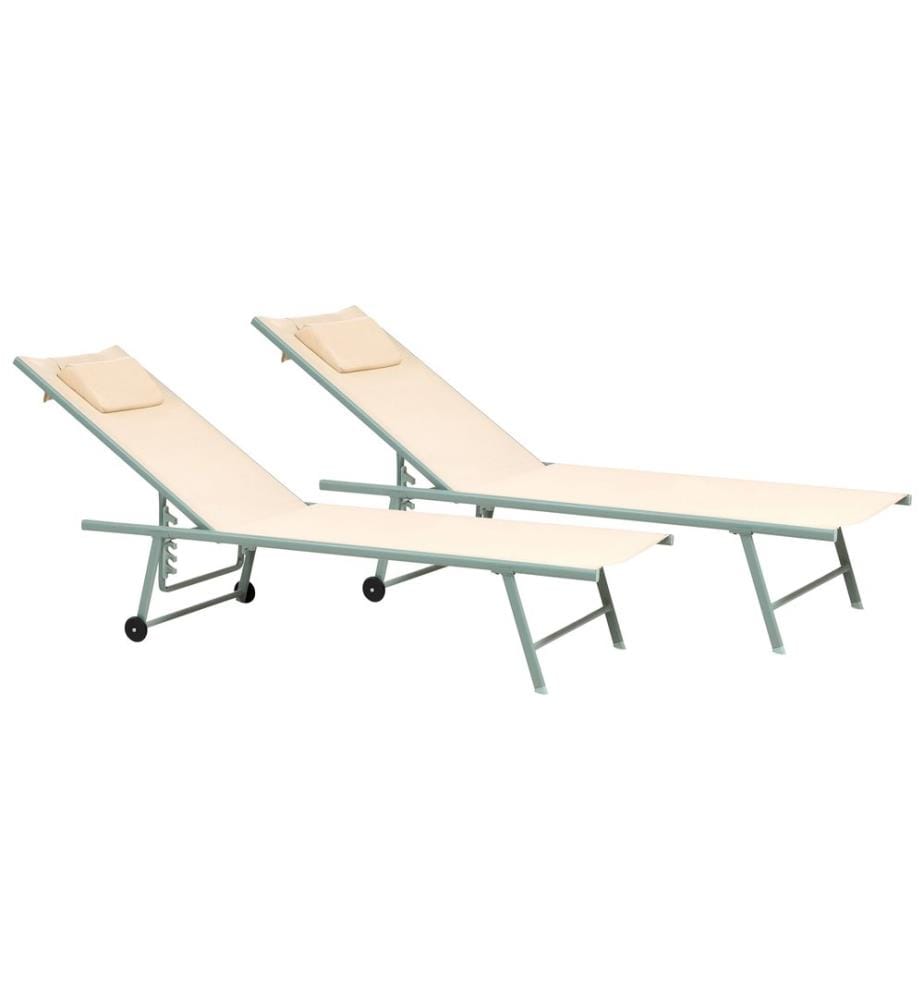 Gartenliege 2er Set SORONI mit Relaxfunktion Metall Beige