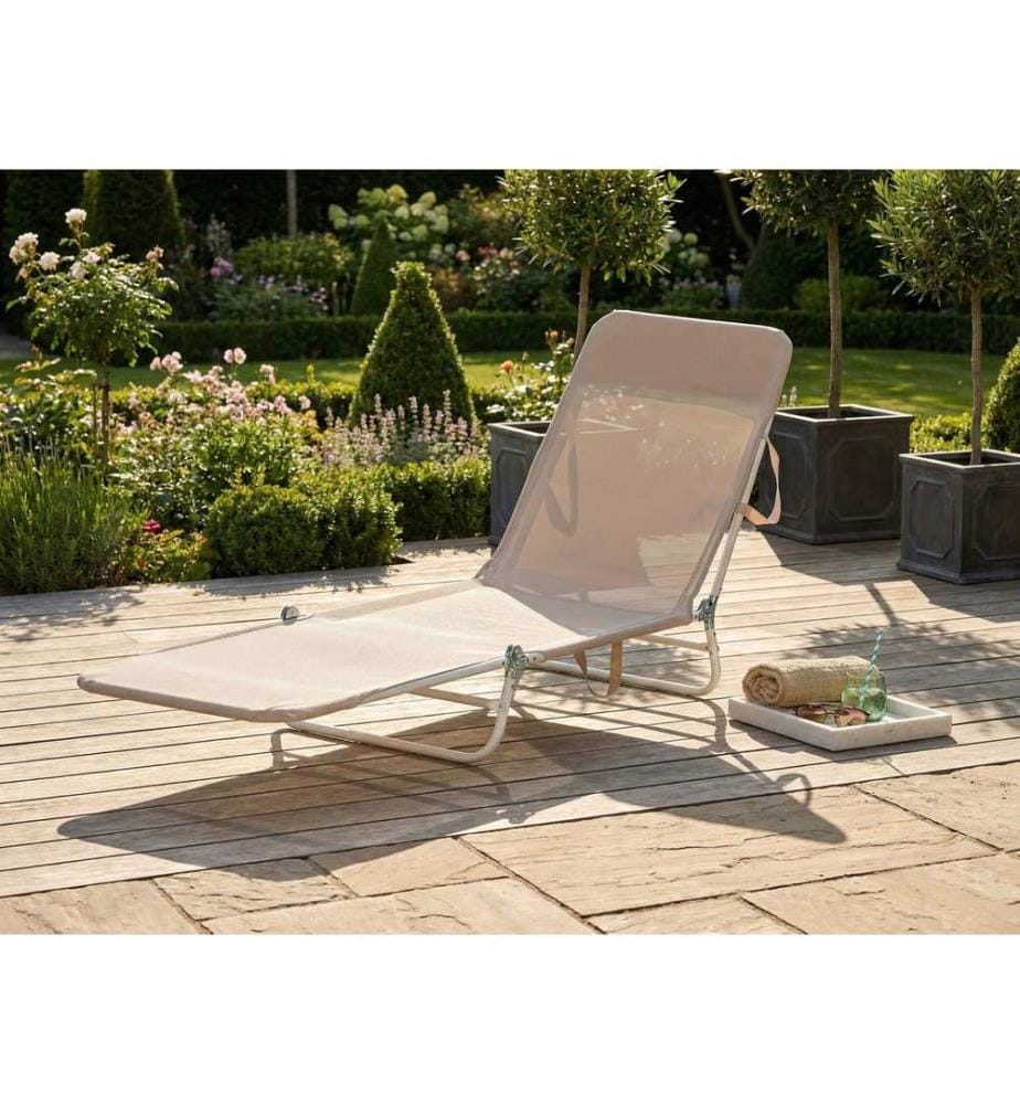Sonnenliege KASTORIA mit Relaxfunktion Metall Beige