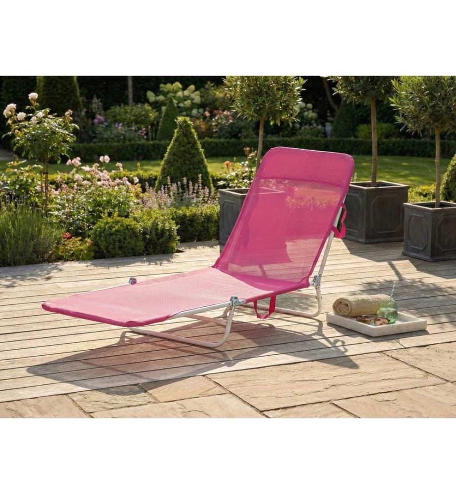 Sonnenliege KASTORIA mit Relaxfunktion Metall Fuchsia