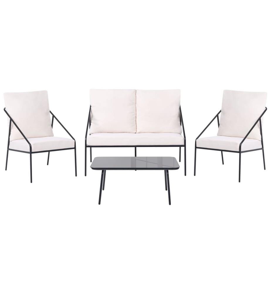 Lounge Set mit Tisch 4-Sitzer USTICA Metall Schwarz