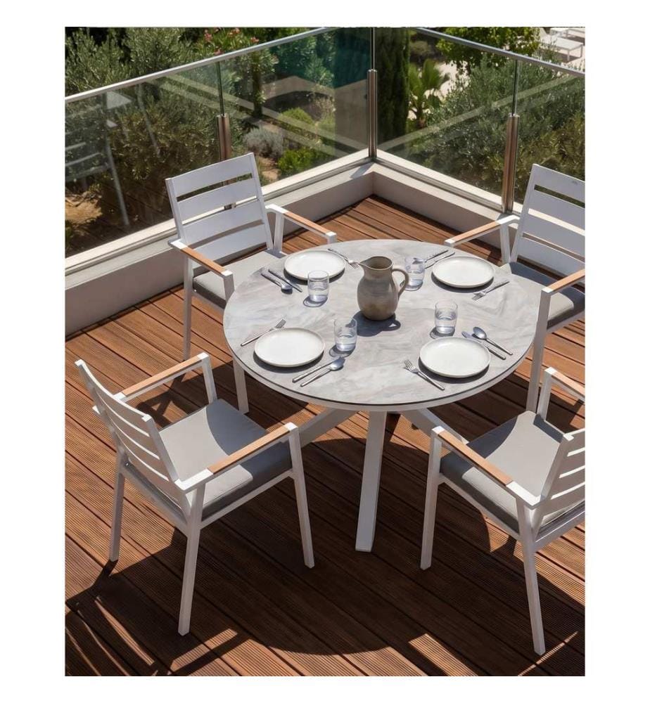 Set mit 4 Stühlen und Sitzkissen TAVIANO Metall Grau