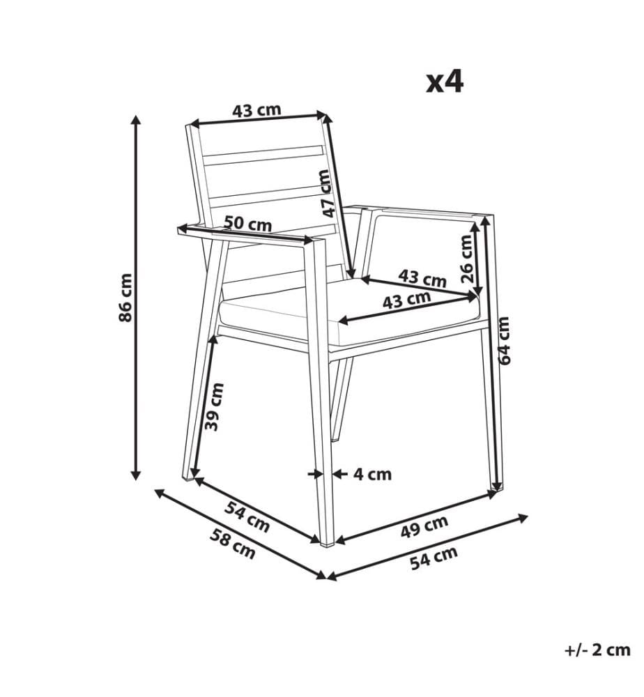 Set mit 4 Stühlen und Sitzkissen TAVIANO Metall Grau