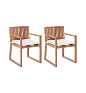 Lot de 2 chaises de jardin avec coussins SASSARI II PREMIUM Bois d'acacia certifié Blanc cassé