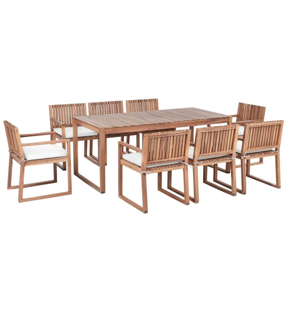 Set da pranzo da giardino 8 posti SASSARI II PREMIUM Legno di acacia certificato Bianco sporco
