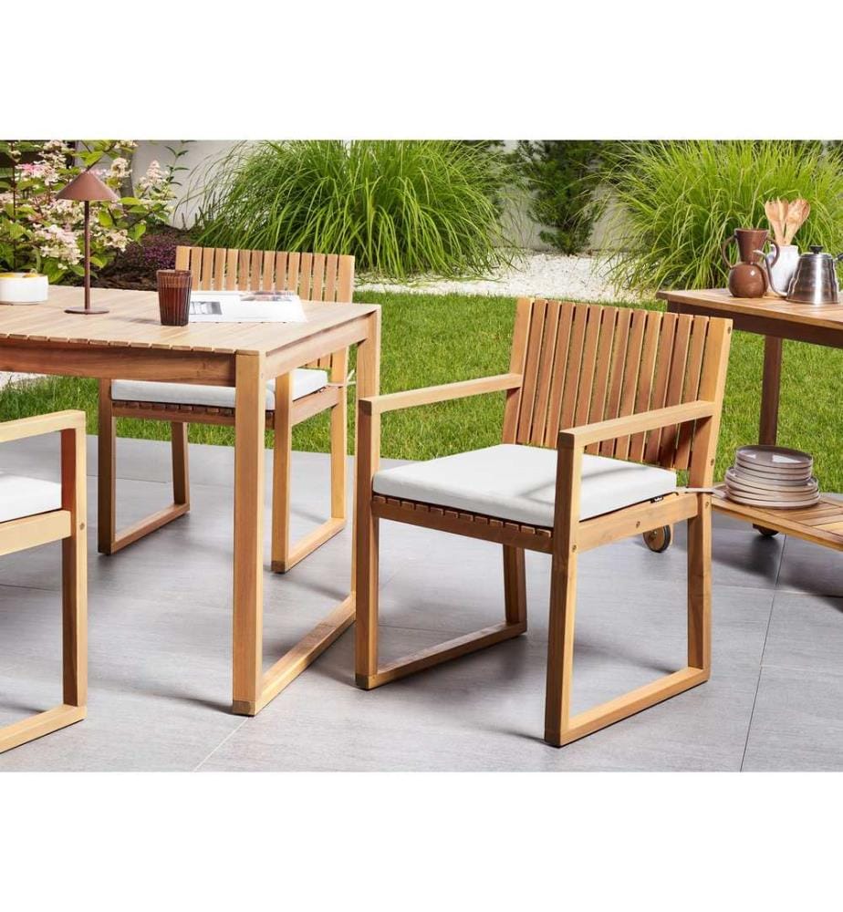 Set da pranzo da giardino 8 posti SASSARI II PREMIUM Legno di acacia certificato Bianco sporco