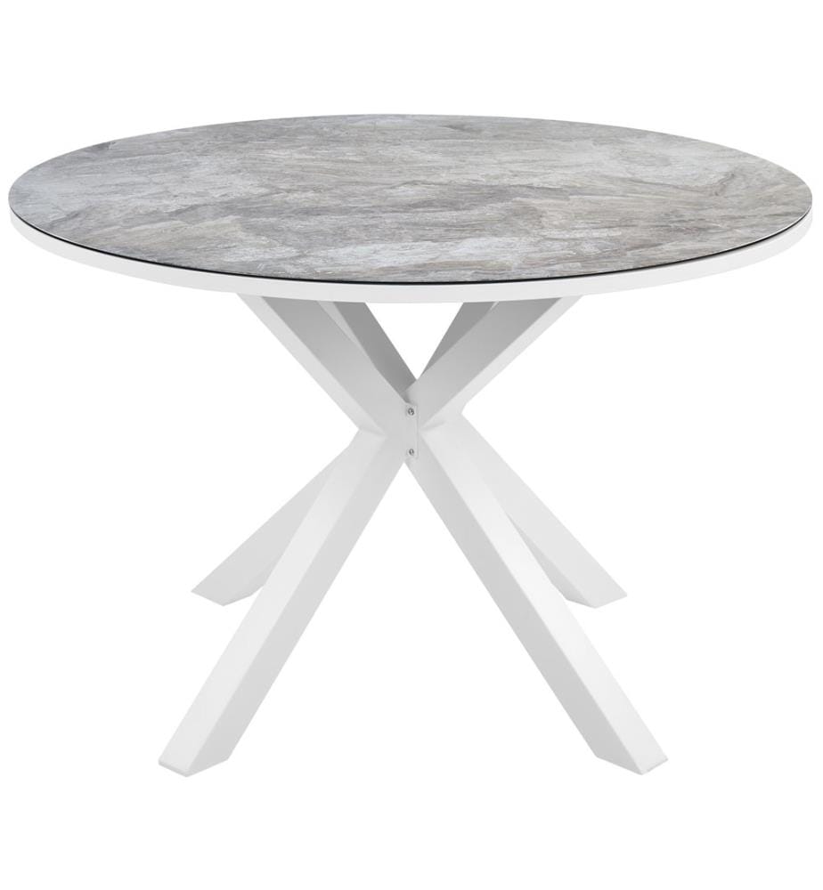 Set da pranzo da giardino 4 posti MALETTO/TAVIANO con cuscini Metallo Effetto marmo Grigio