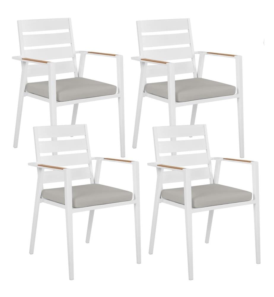 Set da pranzo da giardino 4 posti MALETTO/TAVIANO con cuscini Metallo Effetto marmo Grigio