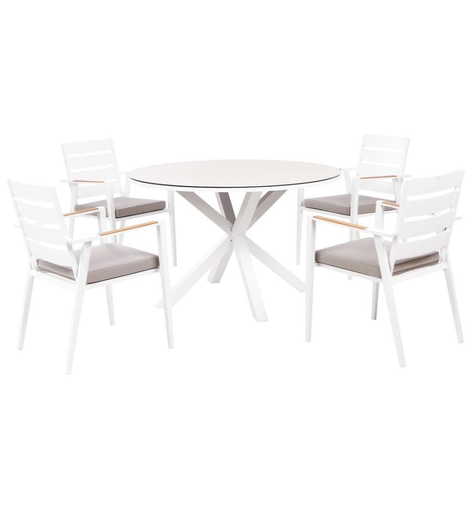 Set da pranzo da giardino 4 posti MALETTO/TAVIANO con cuscini Metallo Grigio