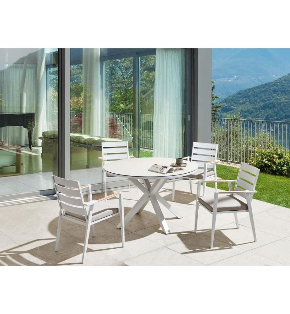 Set da pranzo da giardino 4 posti MALETTO/TAVIANO con cuscini Metallo Grigio