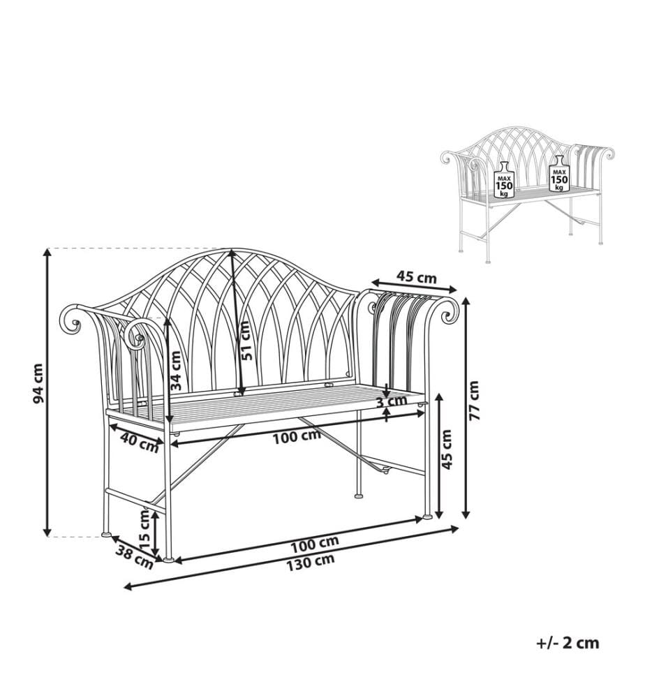 Gartenbank MILAZZO 130 cm Metall Hellgrün
