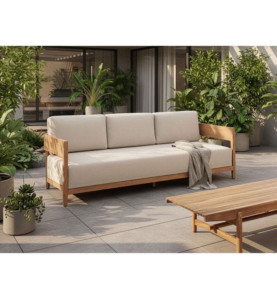 Gartensofa 3-Sitzer SAMPIERI Metall Hellbraun