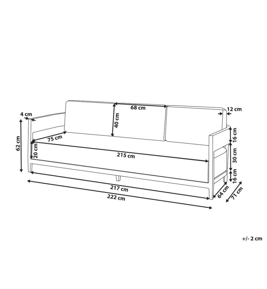 Gartensofa 3-Sitzer SAMPIERI Metall Hellbraun