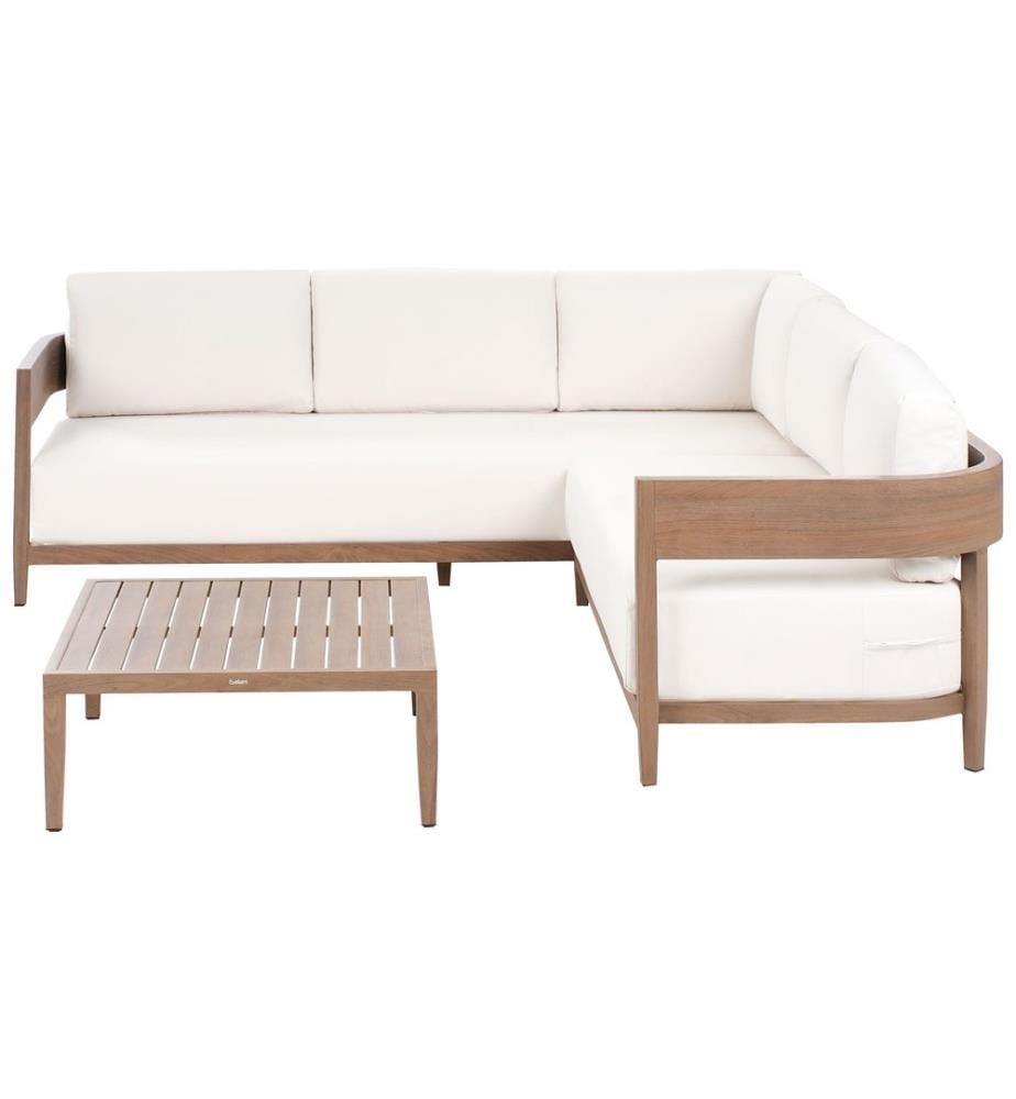 Garten Ecksofa mit Tisch 5-Sitzer SAMPIERI linksseitig Metall Braun