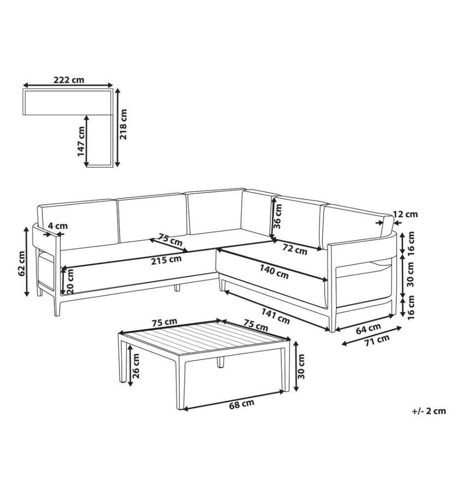 Garten Ecksofa mit Tisch 5-Sitzer SAMPIERI linksseitig Metall Braun