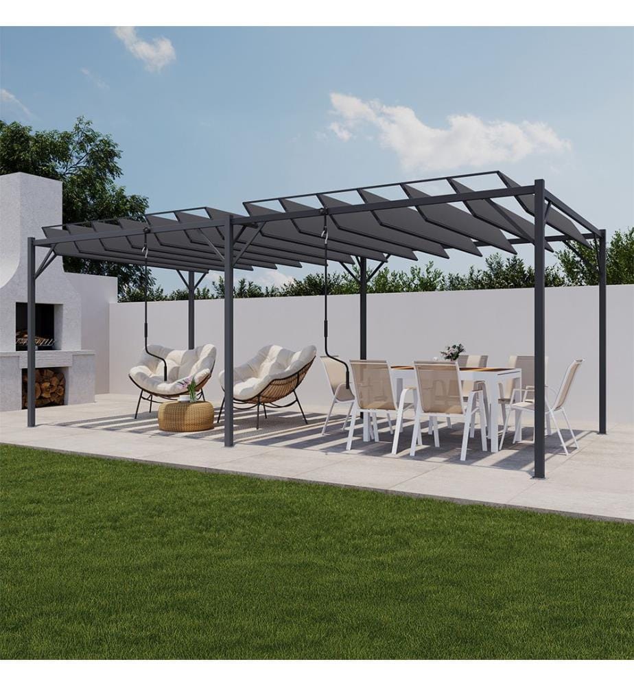 Pergola Venice Dach verstellbare Lamellen 3x6m - Grau