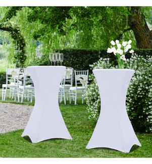 2er-Set Klappbare Stehtische 105 cm + Hussen - Weiss