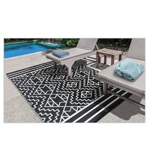 Outdoor-Teppich rechteckig 160 x 240 cm Inca Ethno -Muster - Schwarz