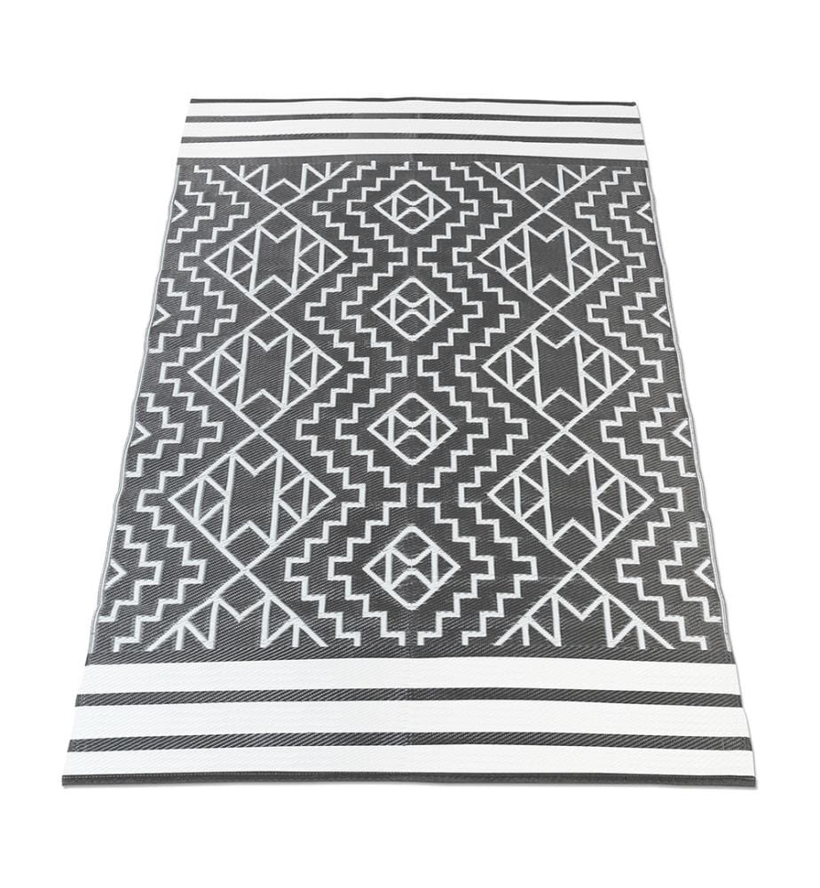 Tapis extérieur rectangulaire 160 x 240 cm Inca motifs ethniques - Gris