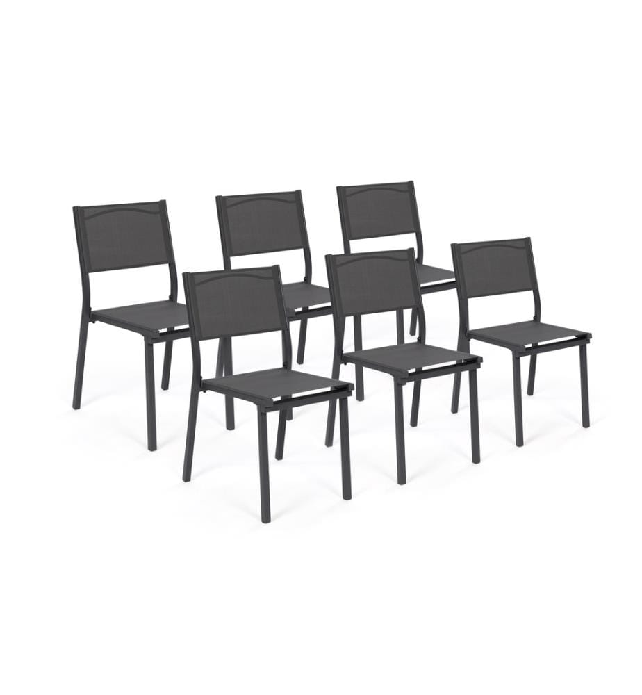 Lot de 6 Chaises de Jardin - Gris