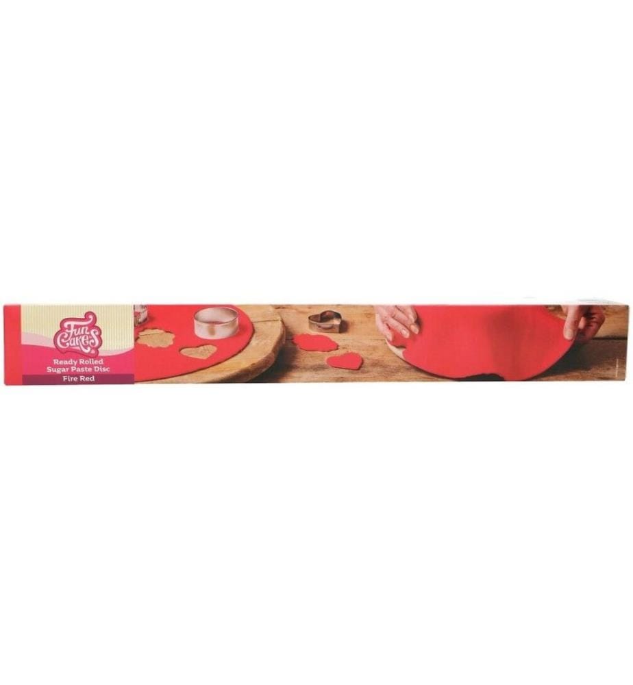 FUNCAKES - Couverture de fondant déroulée rouge, 430g
