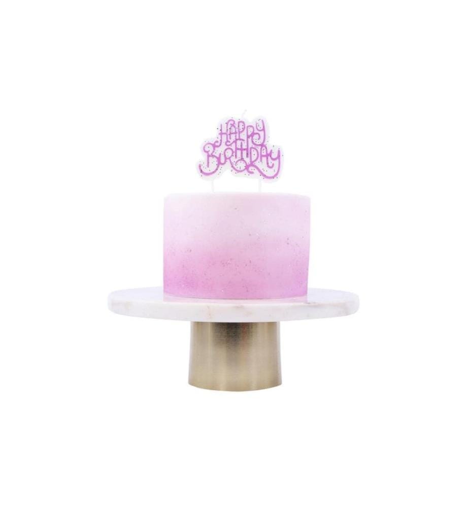 Bougie PME Joyeux Anniversaire Rose/Blanc, 1 pièce