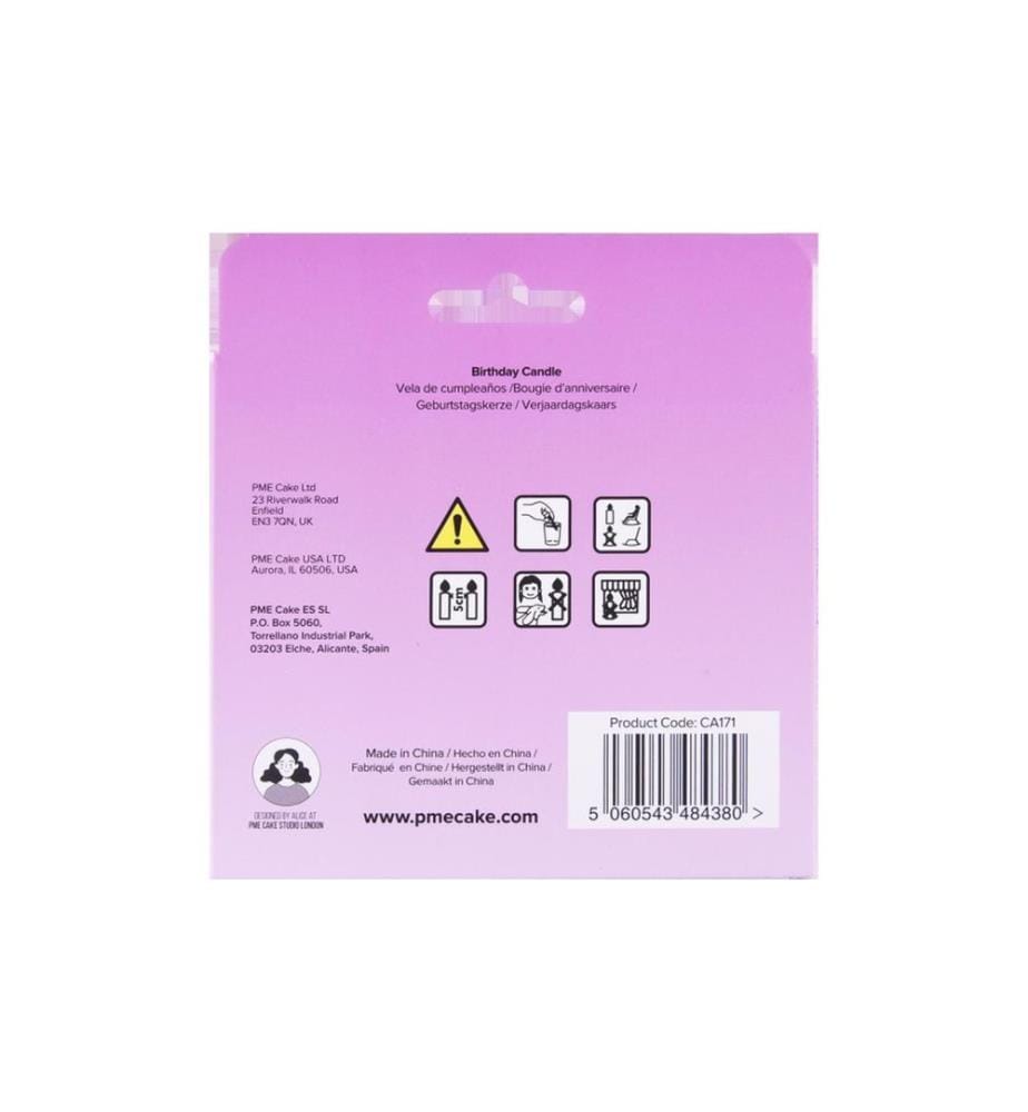 Bougie PME Joyeux Anniversaire Rose/Blanc, 1 pièce