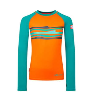 Haukland Swim Wear Top - Bright Orange & Lake Blue