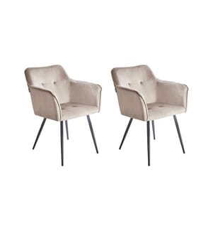Lot de 2 chaises de salle à manger JASMIN Velours Taupe