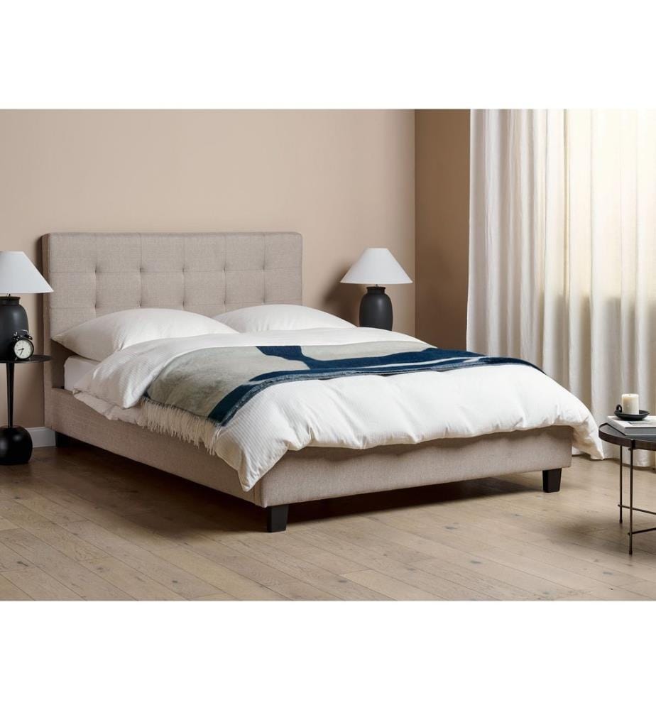 Lit avec sommier Tissu LA ROCHELLE 140 x 200 cm Gris clair