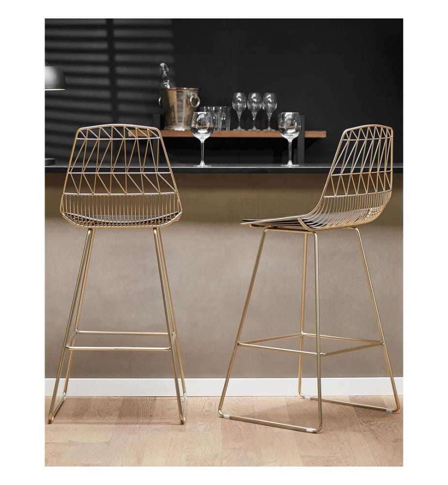 Lot de 2 chaises de bar PRESTON Métal Doré