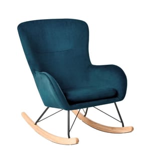 Fauteuil à bascule ELLAN Velours Bleu azur