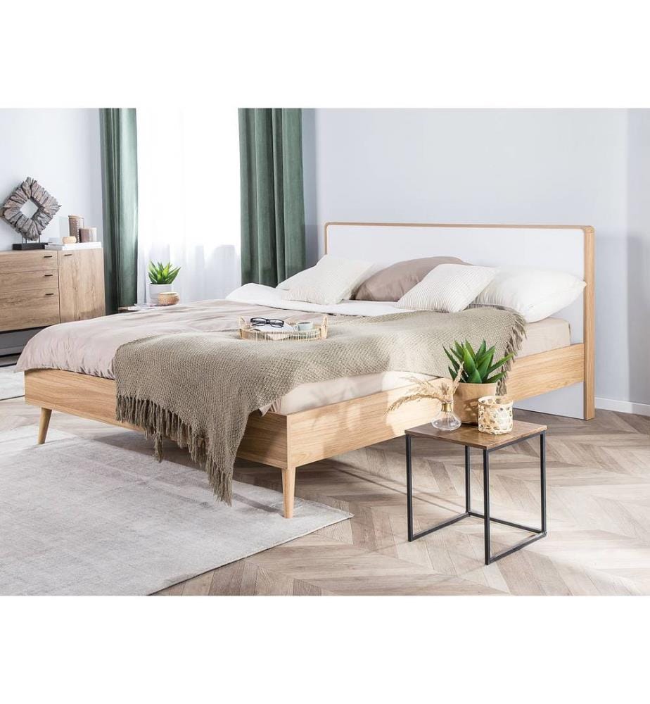 Lit avec sommier SERRIS 160 x 200 cm Marron clair