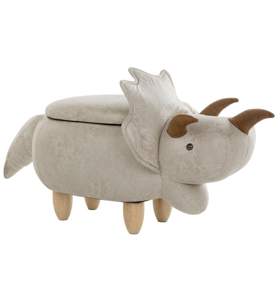 Tierhocker mit Stauraum TRICERATOPS Stoff Hellgrau