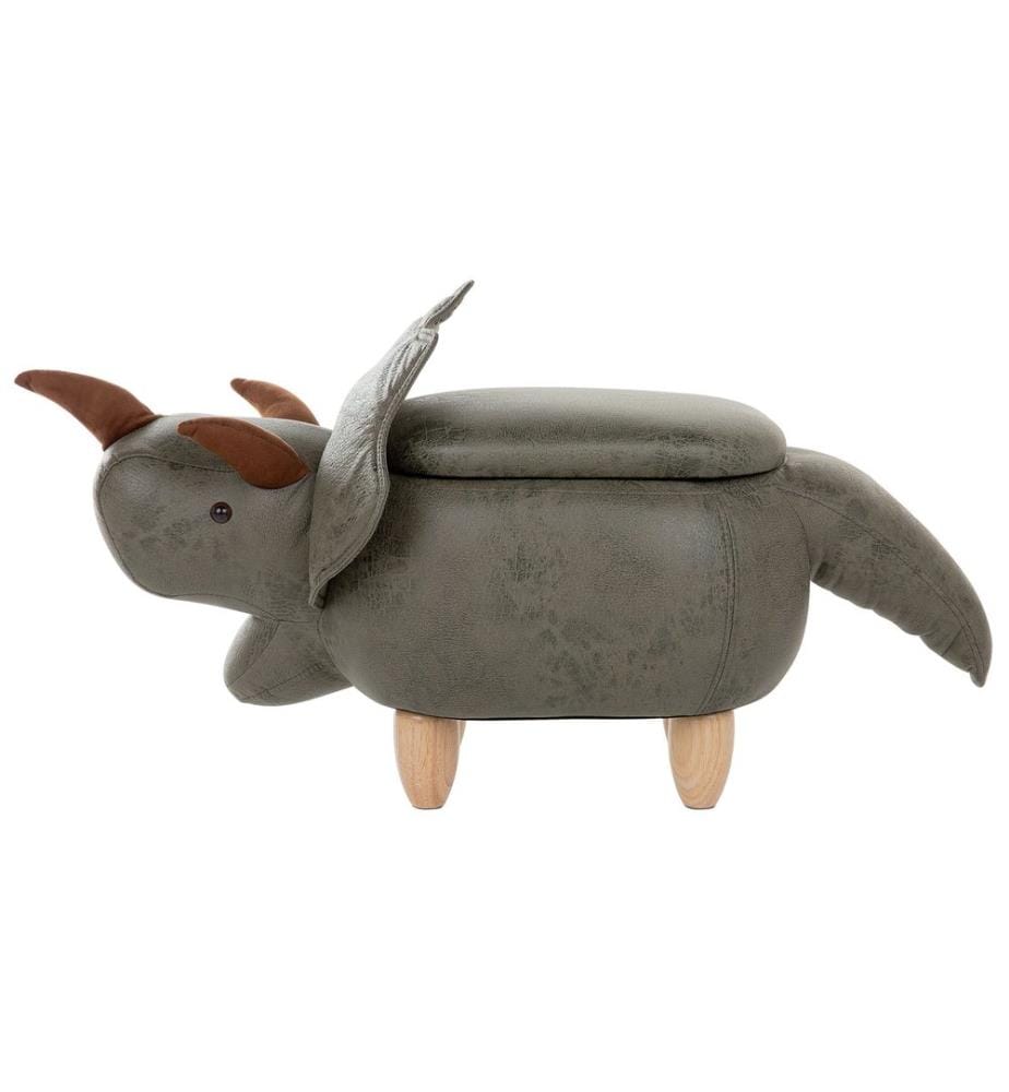 Tierhocker mit Stauraum TRICERATOPS Stoff Dunkelgrün