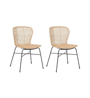 Lot de 2 chaises de salle à manger ELFROS Rotin Naturel
