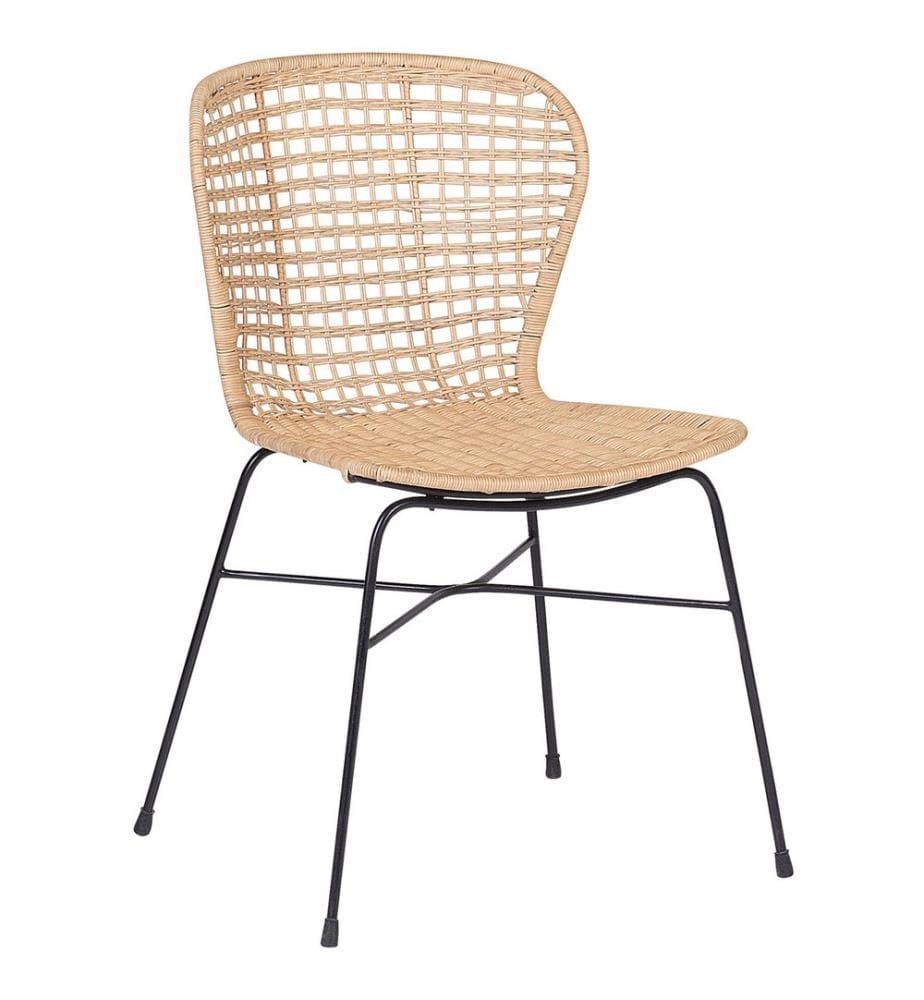 Esszimmerstuhl 2er Set ELFROS Rattan Naturfarben