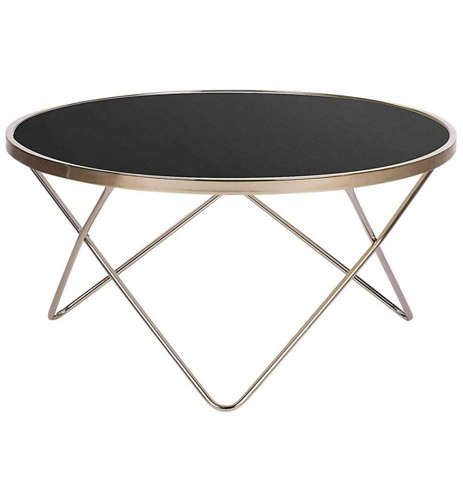 Table basse MERIDIAN Verre de sécurité Noir/doré