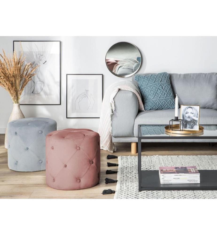 Pouf COROLLA Samtstoff Rosa