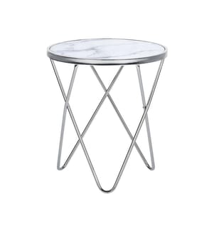 Beistelltisch MERIDIAN Sicherheitsglas Marmor Optik / Silber