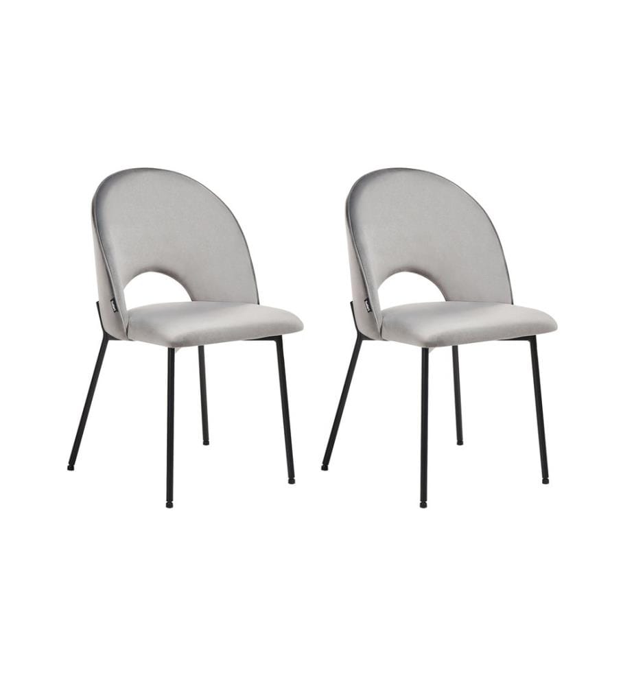Esszimmerstuhl 2er Set COVELO Samtstoff Grau