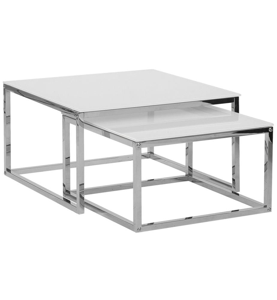 Couchtisch 2er Set BREA Sicherheitsglas Weiss