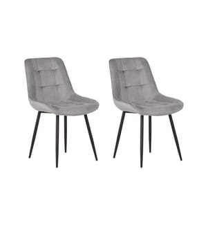 Lot de 2 chaises de salle à manger MELROSE Velours Gris clair