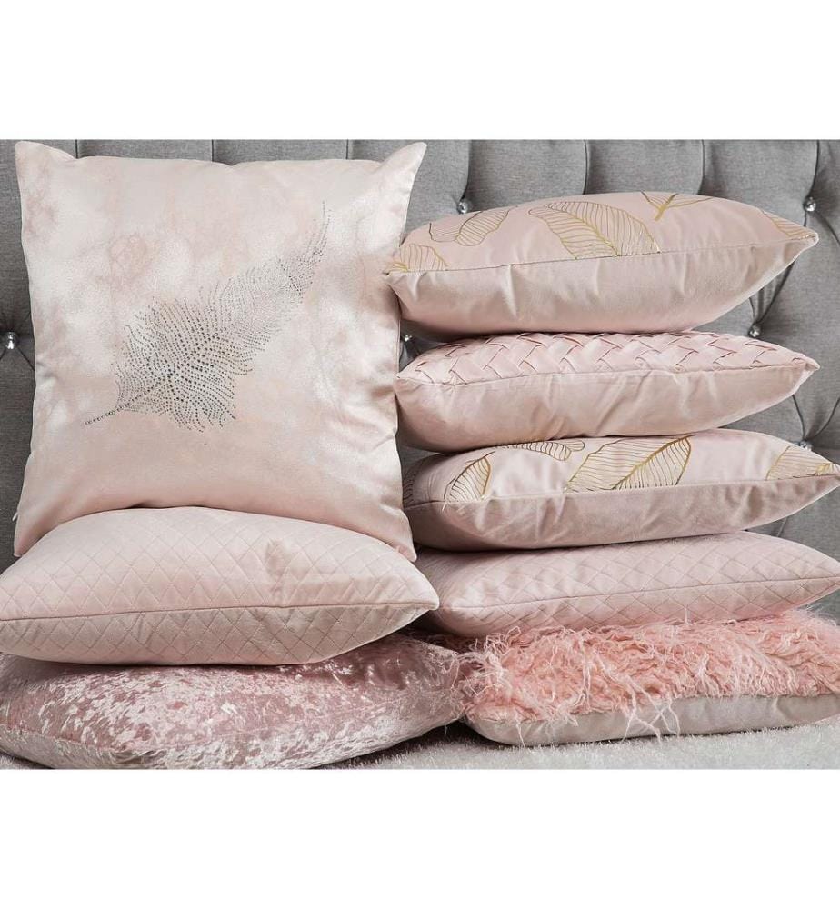Set di 2 cuscini FREESIA Velluto 45 x 45 cm Rosa Trama di piante