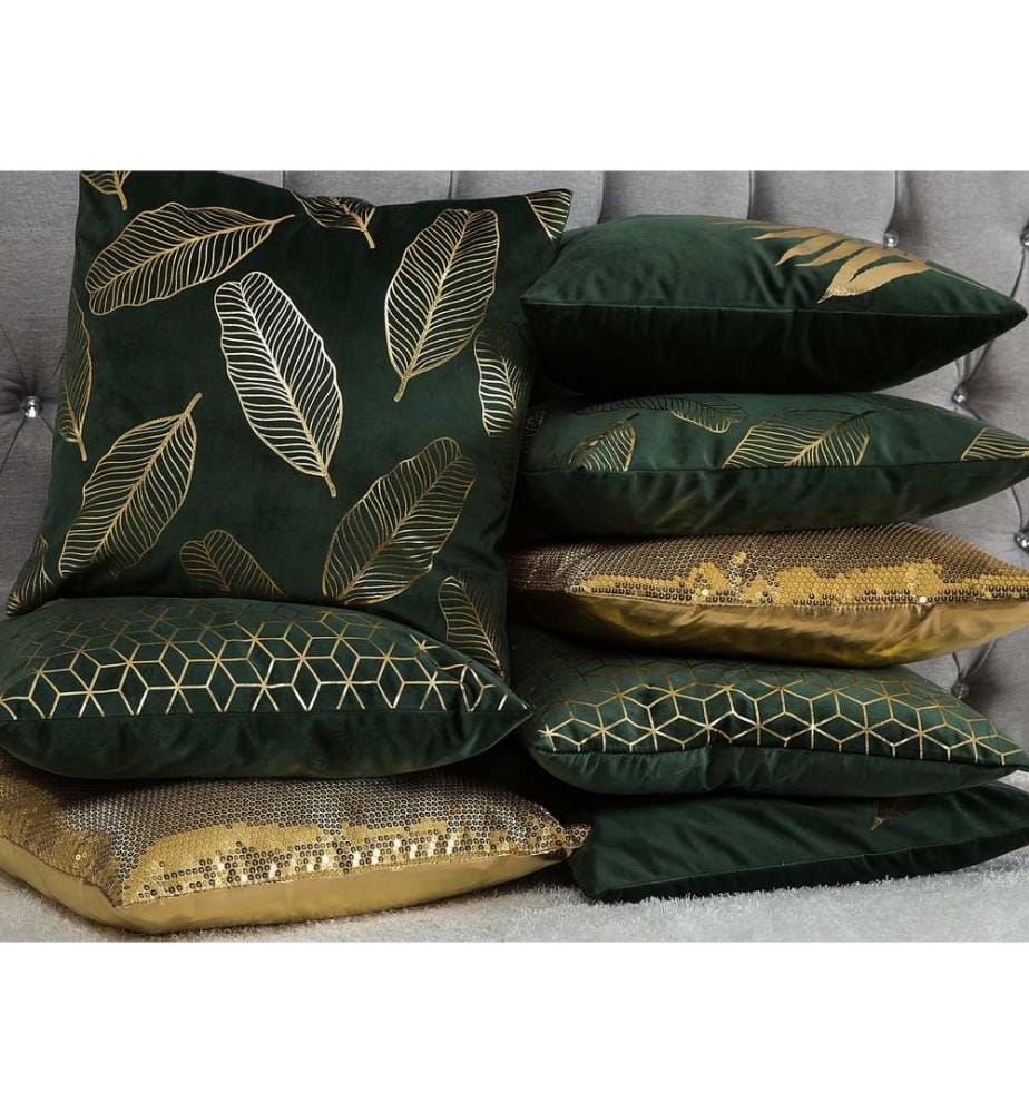 Set di 2 cuscini FERN Velluto 45 x 45 cm Verde scuro Trama di piante