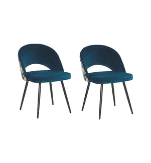 Set of 2 Dining Chairs VIVIAN Velvet Sea Blue