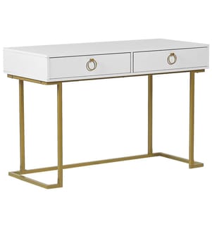 Tavolino consolle Scrivania WESTPORT Bianco/Oro 115 cm 50 cm con contenitore