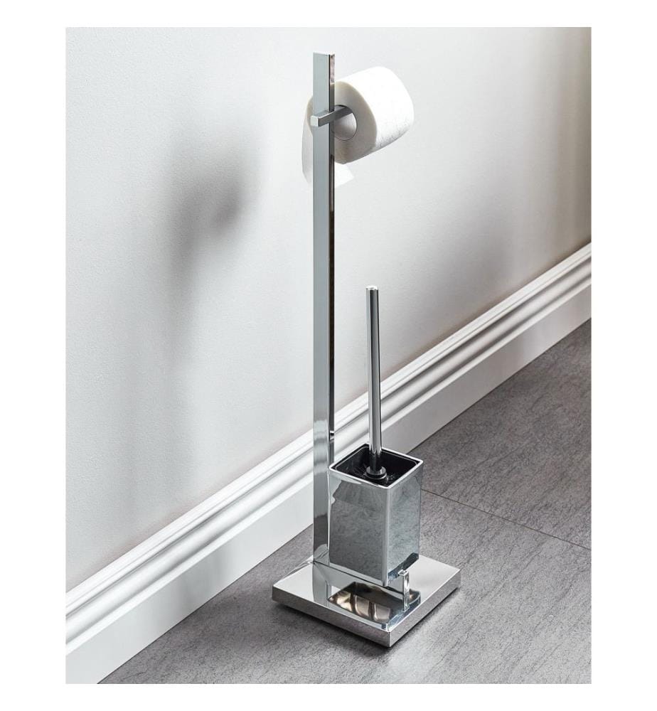 Toilettenpapierhalter mit Bürste ULAPES Metall Silber